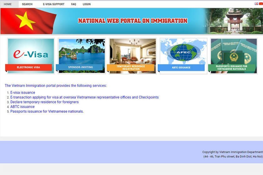 Vietnam eVisa official website.